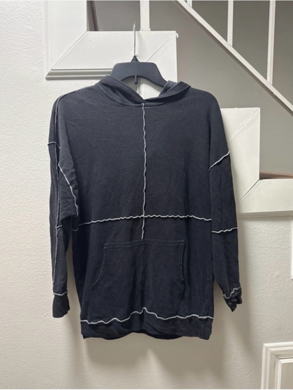 wild fable Black Crewneck Hoodie Contrast Stitching